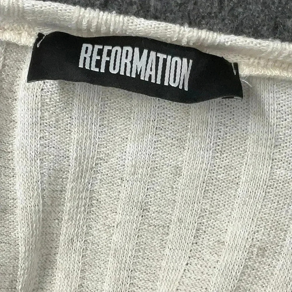 Reformation Portland Off Shoulder Dress Cream Ribbed Women’s Size XS - Picture 6 of 8